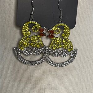 Paparazzi Elegant Yellow and Crystal Rhinestone Chic Earrings BNWT